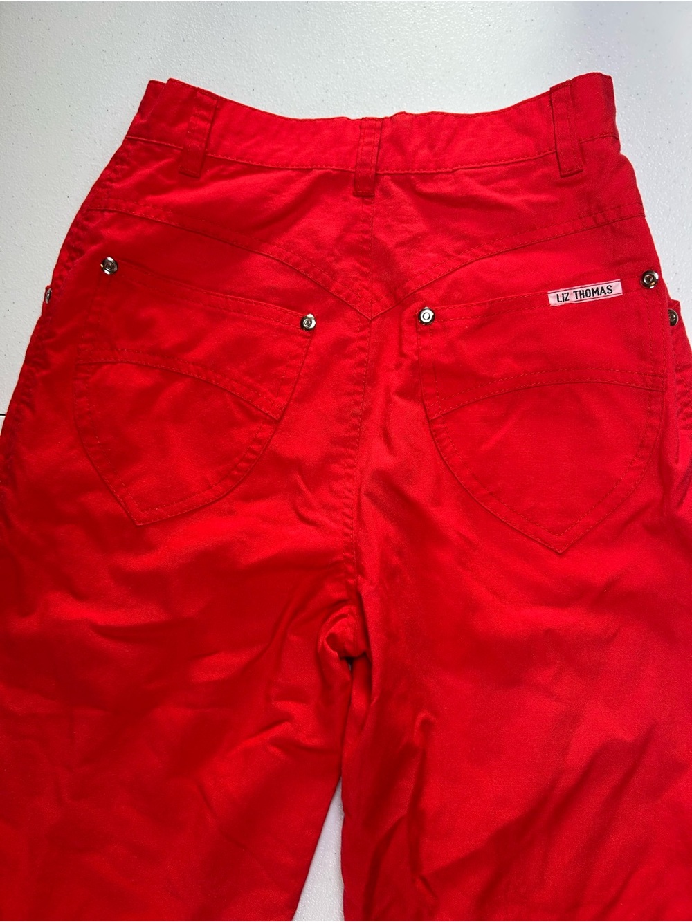Vintage Liz Thomas High Waisted Red Tapered Mom Pants Trousers 3